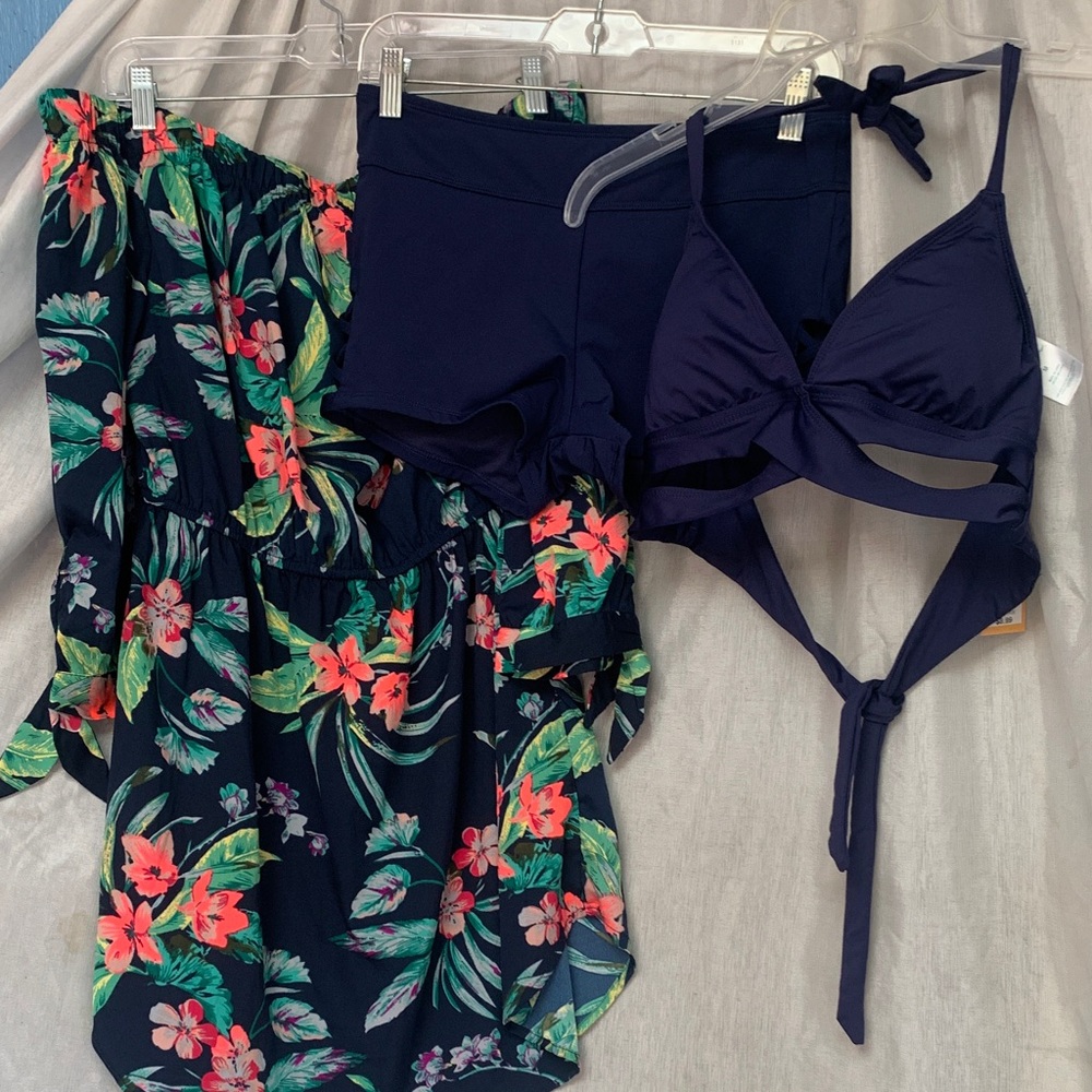 Xhilaration Navy Purple Bikini Top